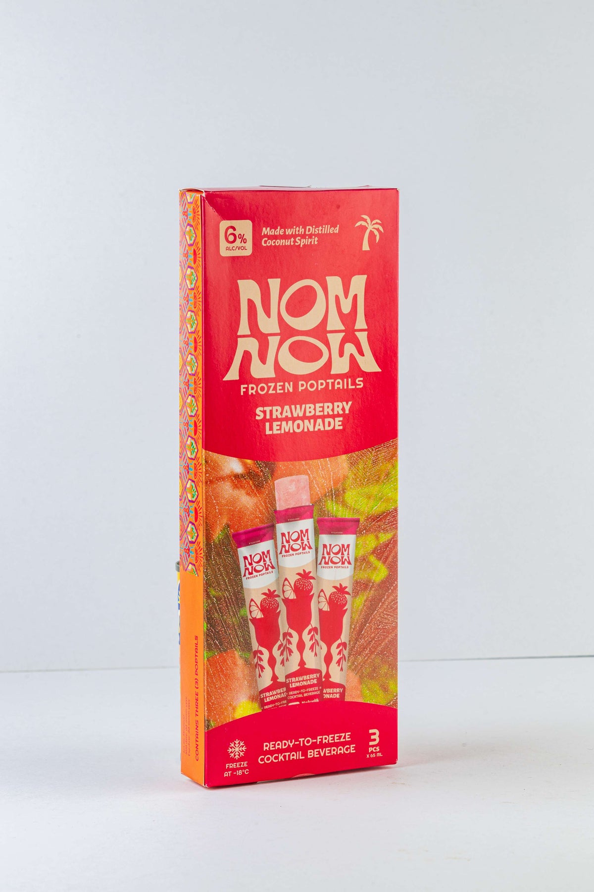 NOM Frozen Poptail | Strawberry Lemonade Retail Pack of 3
