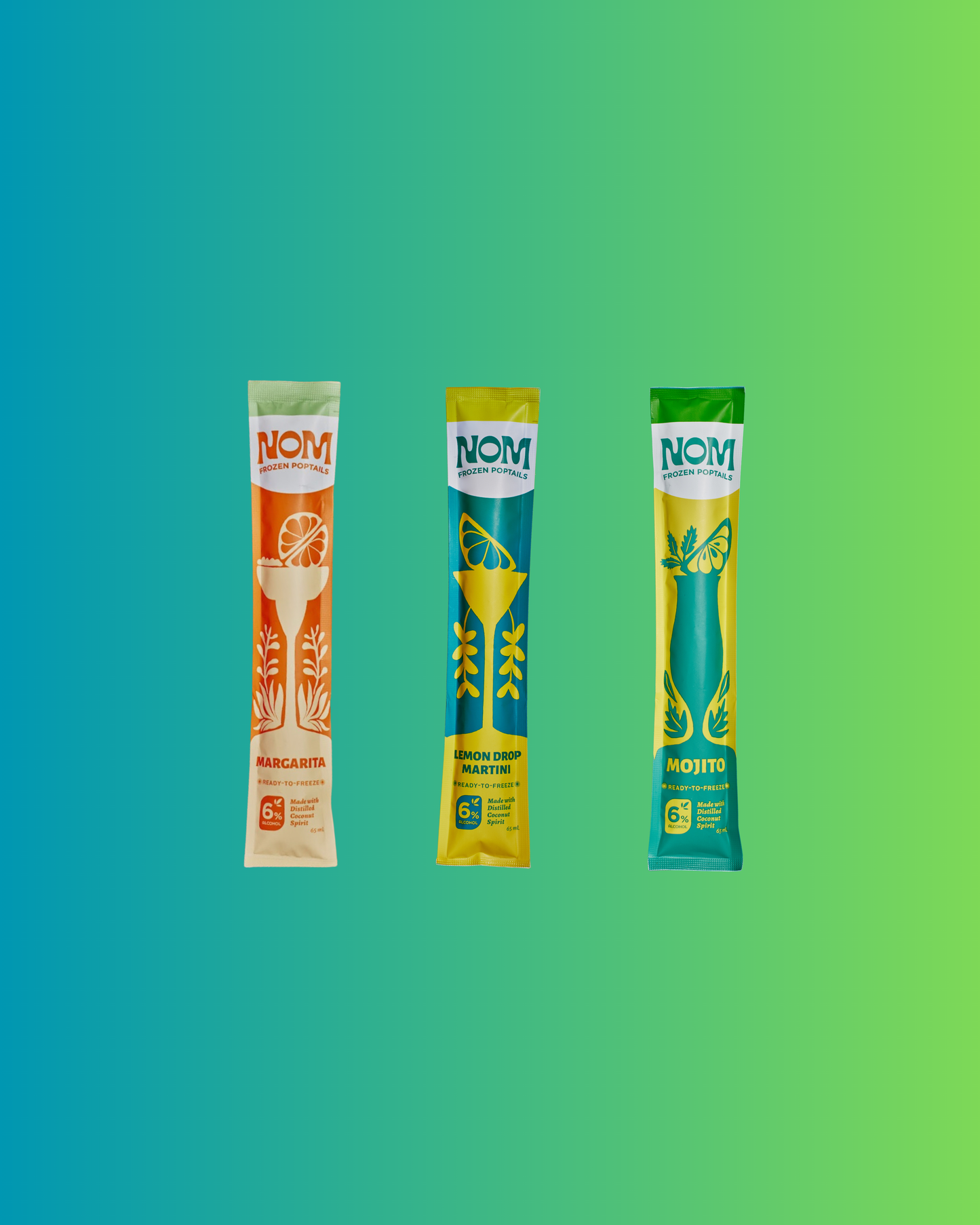 NOM Frozen Poptail | Cocktail Sampler Retail Pack of 3